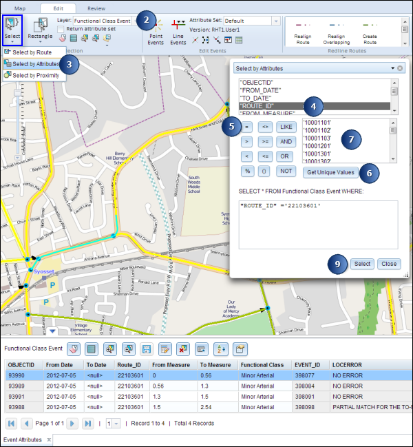 Selecting events by attributes