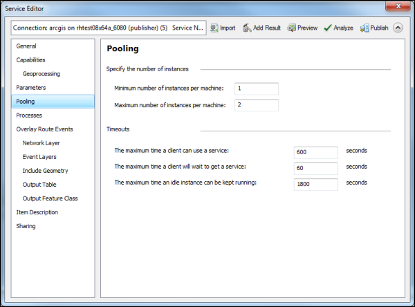 Specifying the number of instances and timeout service values